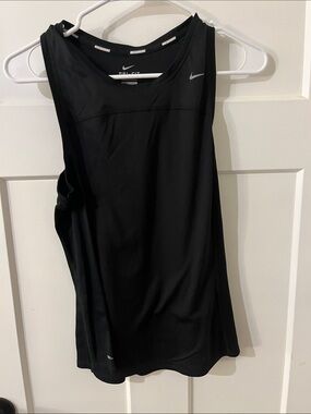 Nike Black Sleeveless Performance Tank with White Swoosh